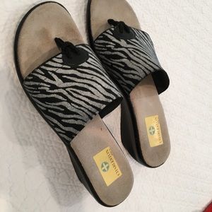 Zebra print sandals.